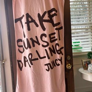 Juicy Couture Pink Towel with Brown Graphic